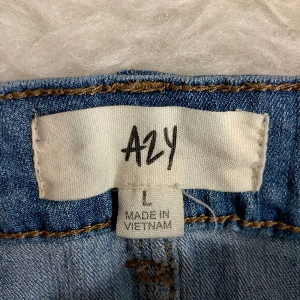Azy Girls Large Blue Jean Denim Skirt Waist 30 Stretch 5 Pocket